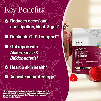 resG Prebeet Energy Prebiotic Dietary Supplement (30 Servings) Made in US