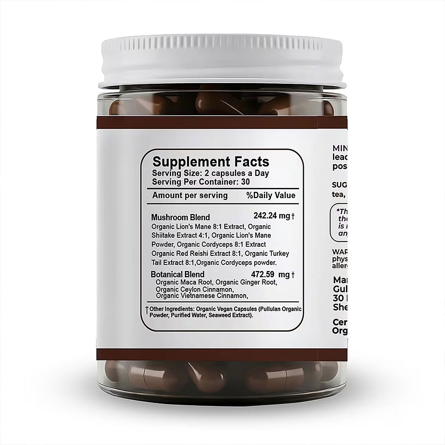 Mind Master Mushroom Capsules for Brain Health, Energy & Clarity Supplement (60 Capsules) Made in US