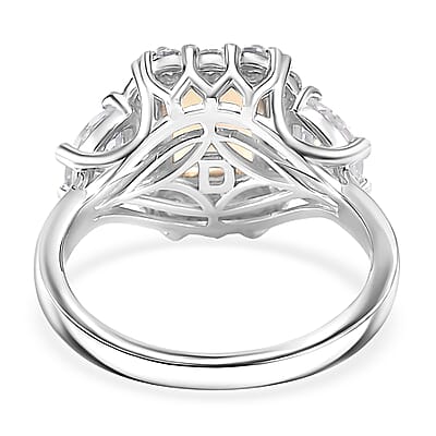D'Joy Ethiopian Welo Opal and Moissanite 2.30 ctw Ring in Rhodium Over Sterling Silver (Size 10.0)