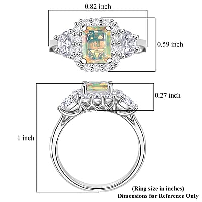 D'Joy Ethiopian Welo Opal and Moissanite 2.30 ctw Ring in Rhodium Over Sterling Silver (Size 10.0)