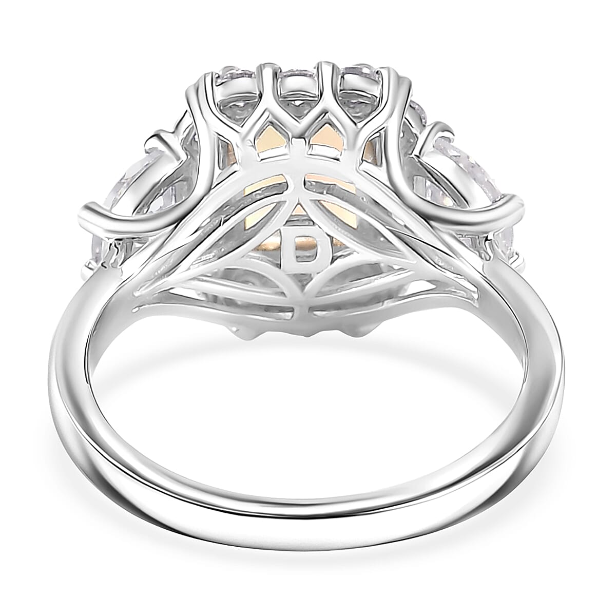 Certified and Appraised D'Joy Ethiopian Welo Opal and Moissanite 2.30 ctw Ring in Rhodium Over Sterling Silver (Size 6.0)