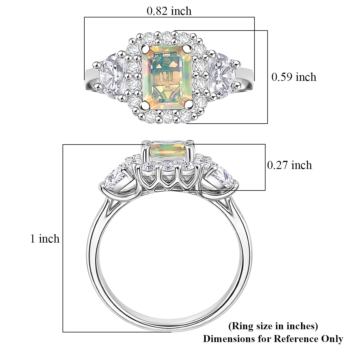 D'Joy Ethiopian Welo Opal and Moissanite 2.30 ctw Ring in Rhodium Over Sterling Silver (Size 9.0) image number 5