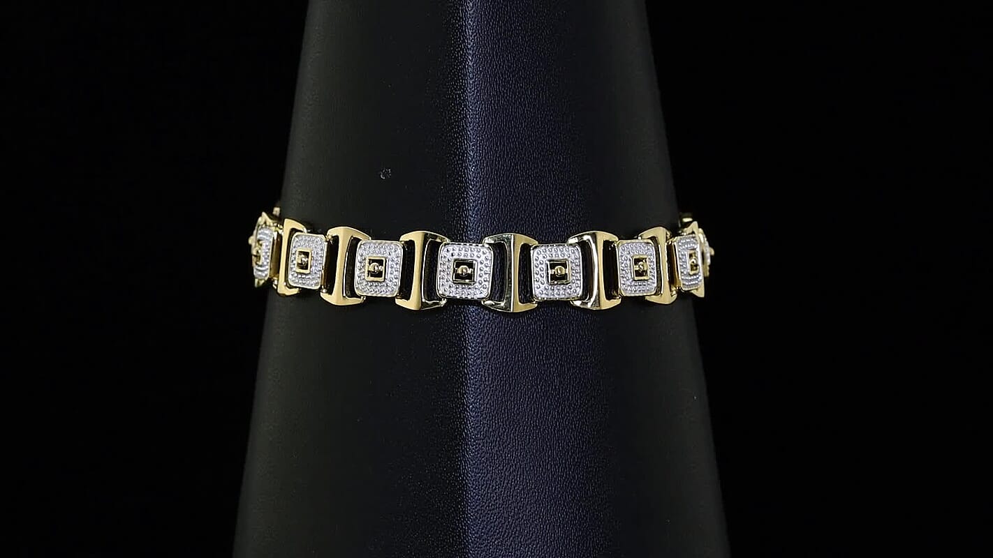 D'Joy Link Chain Bracelet in 18K Vermeil YG and Rhodium Over Sterling Silver (6.50 In) 15.45 Grams