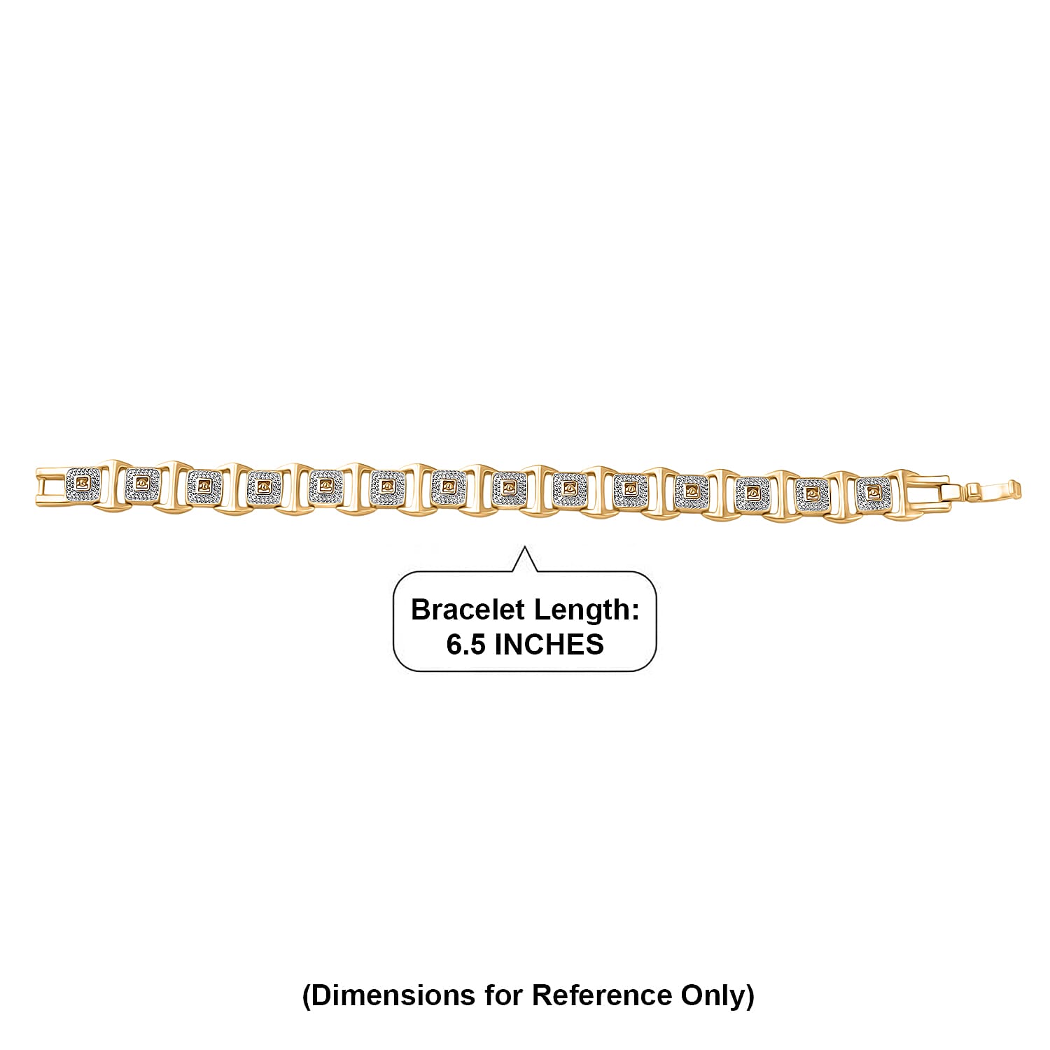 D'Joy Link Chain Bracelet in 18K Vermeil YG and Rhodium Over Sterling Silver (6.50 In) 15.45 Grams