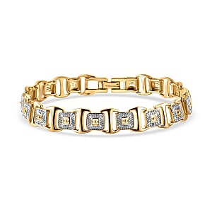 D'Joy Link Chain Bracelet in 18K Vermeil YG and Rhodium Over Sterling Silver (7.25 In) 16.05 Grams