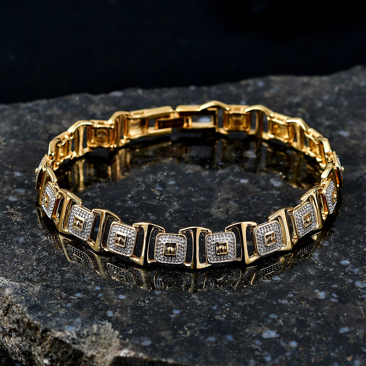 D'Joy Link Chain Bracelet in 18K Vermeil YG and Rhodium Over Sterling Silver (7.25 In) 16.05 Grams image number 1