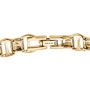 D'Joy Link Chain Bracelet in 18K Vermeil YG and Rhodium Over Sterling Silver (7.25 In) 16.05 Grams