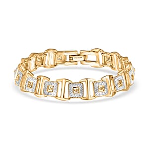D'Joy Link Chain Bracelet in 18K Vermeil YG and Rhodium Over Sterling Silver (8.00 In) 15.45 Grams