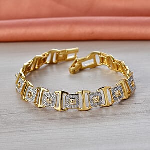 D'Joy Link Chain Bracelet in 18K Vermeil YG and Rhodium Over Sterling Silver (8.00 In) 15.45 Grams