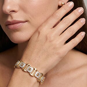 D'Joy Link Chain Bracelet in 18K Vermeil YG and Rhodium Over Sterling Silver (8.00 In) 15.45 Grams