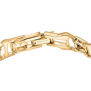 D'Joy Link Chain Bracelet in 18K Vermeil YG and Rhodium Over Sterling Silver (8.00 In) 15.45 Grams