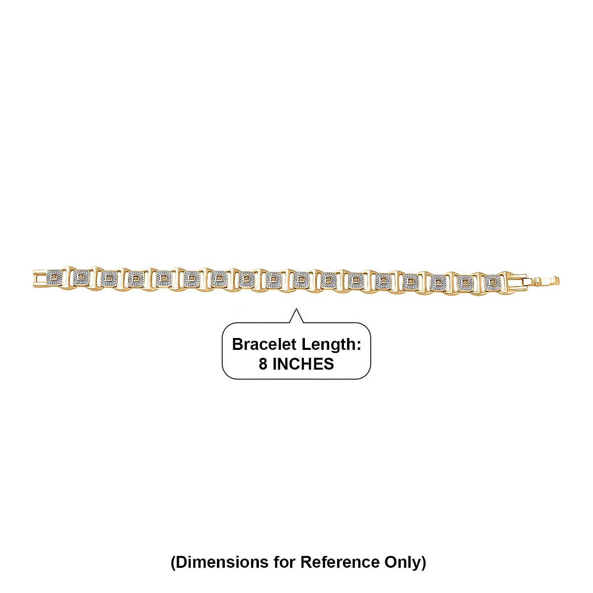 D'Joy Link Chain Bracelet in 18K Vermeil YG and Rhodium Over Sterling Silver (8.00 In) 15.45 Grams image number 4