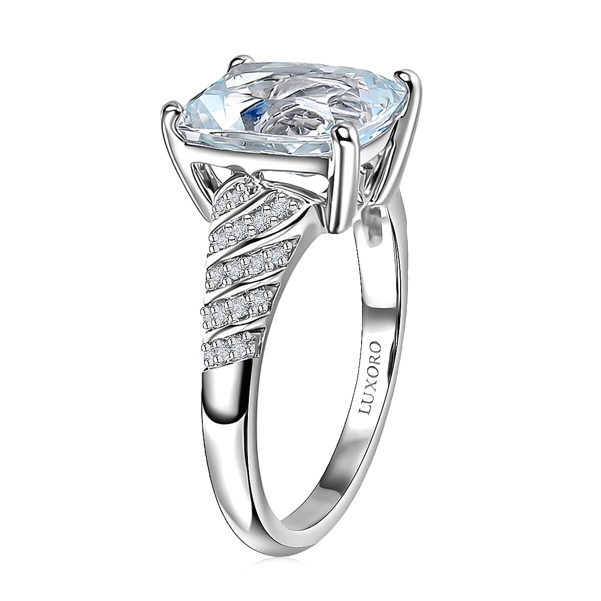 Luxoro Mangoro Santo Aquamarine, Diamond Ring in 10K White Gold 5.35 ctw (Size 5.0)