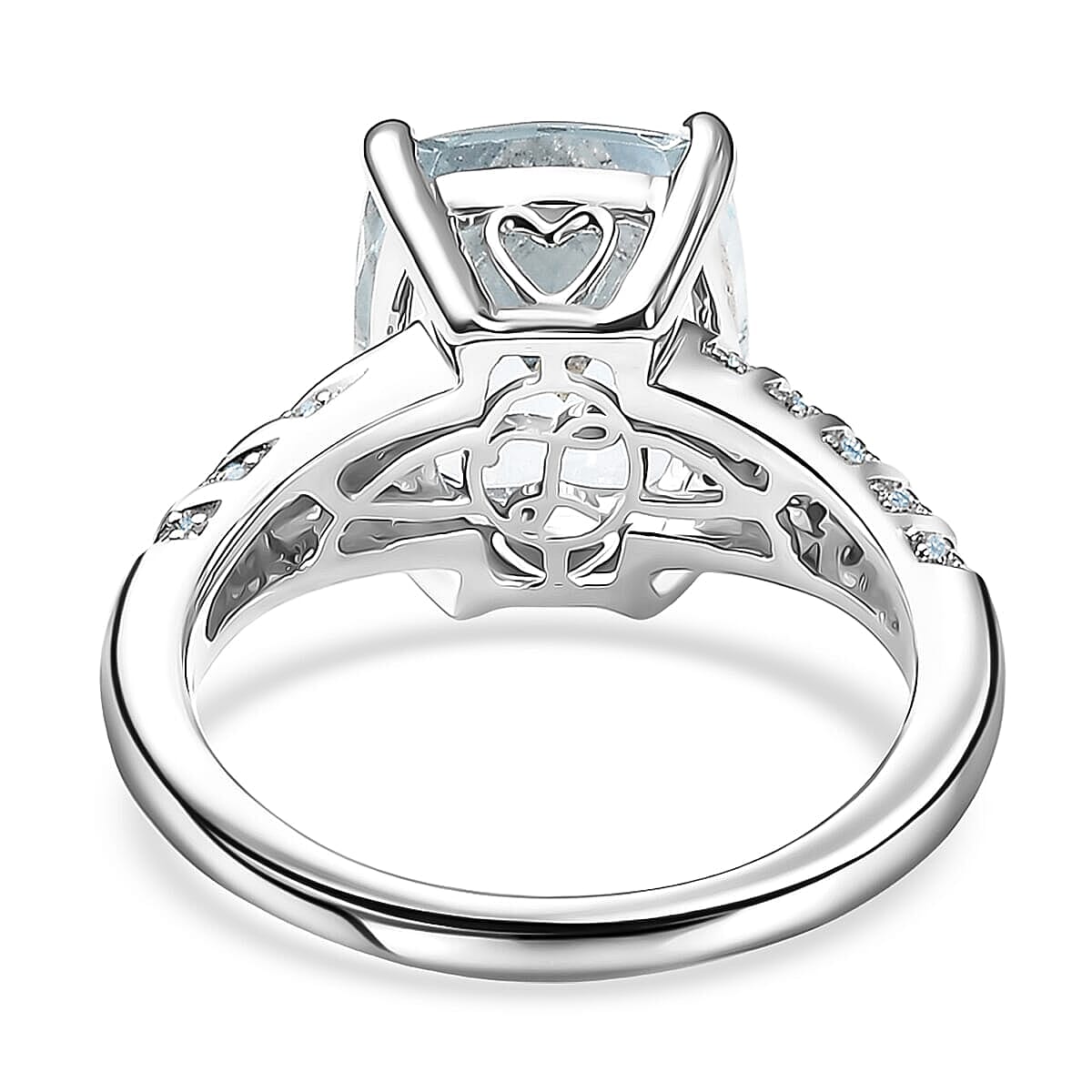 Luxoro Mangoro Santo Aquamarine, Diamond Ring in 10K White Gold 5.35 ctw (Size 5.5)