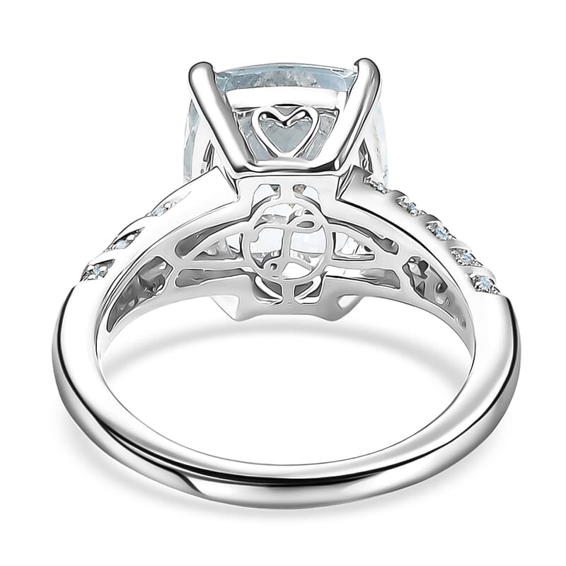 Luxoro Mangoro Santo Aquamarine, Diamond Ring in 10K White Gold 5.35 ctw (Size 5.5)