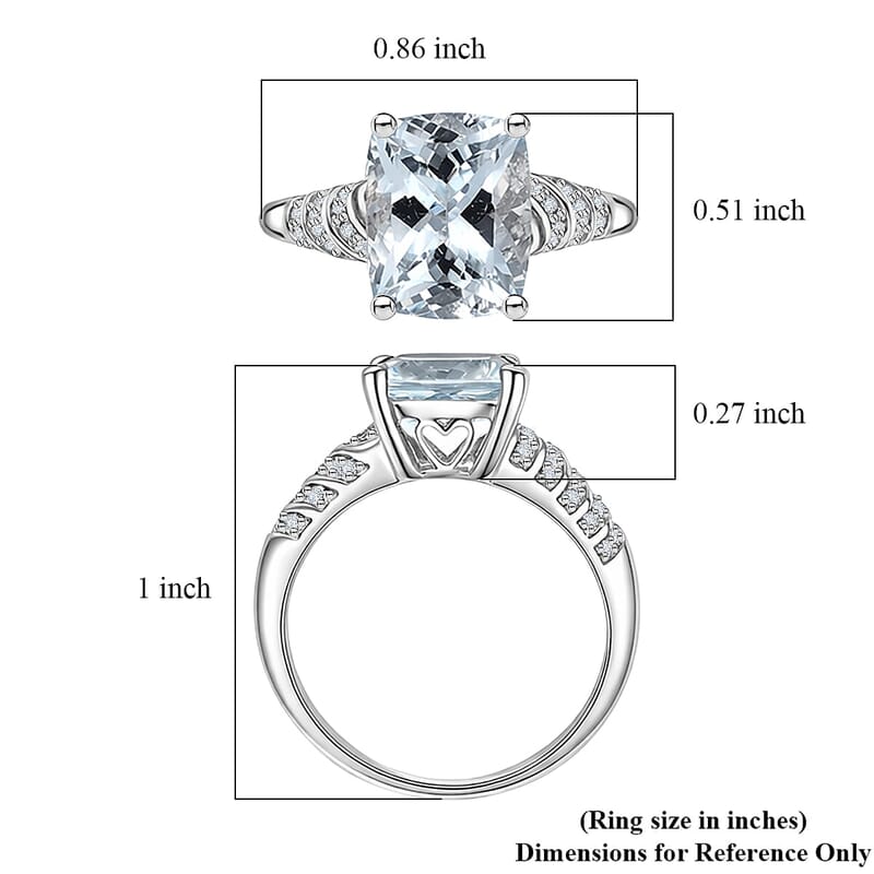 Luxoro Mangoro Santo Aquamarine, Diamond Ring in 10K White Gold 5.35 ctw (Size 5.5)