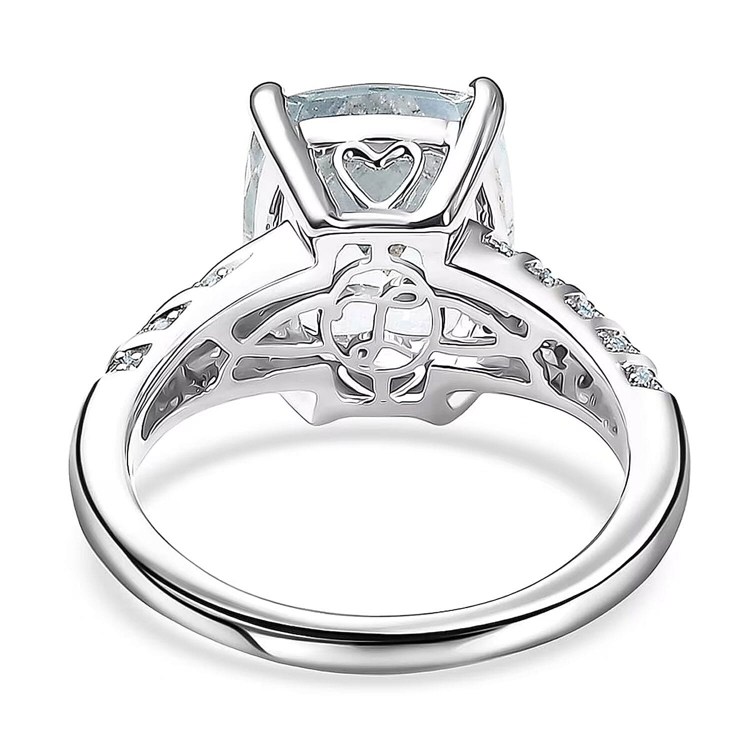 Luxoro Mangoro Santo Aquamarine, Diamond Ring in 10K White Gold 5.35 ctw (Size 6.0)
