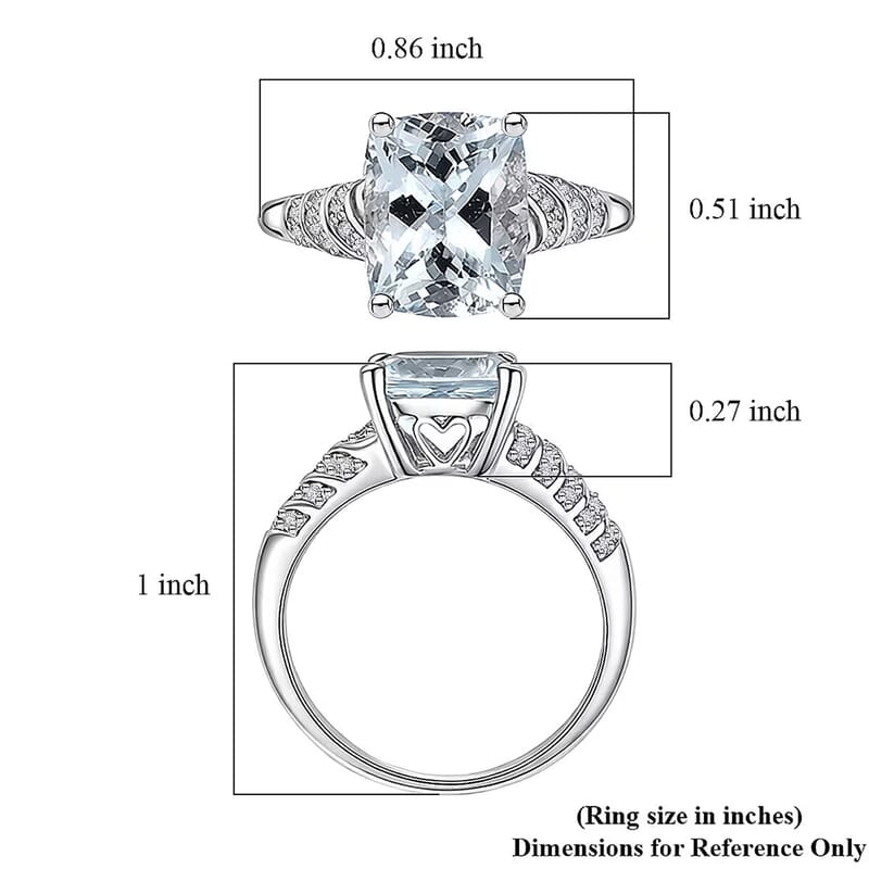 Luxoro Mangoro Santo Aquamarine, Diamond Ring in 10K White Gold 5.35 ctw (Size 7.0)
