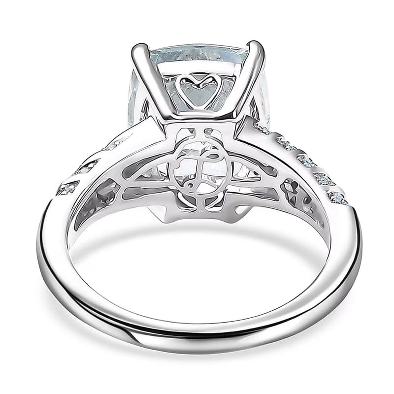 Luxoro Mangoro Santo Aquamarine, Diamond Ring in 10K White Gold 5.35 ctw (Size 7.0)