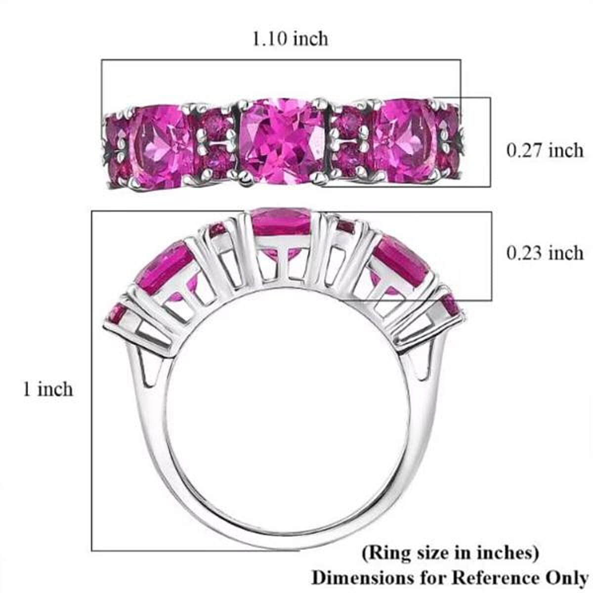 EverTrue Lab Created Pink Sapphire 4.60 ctw Art Deco Ring in Platinum Bond (Size 10.0 image number 5