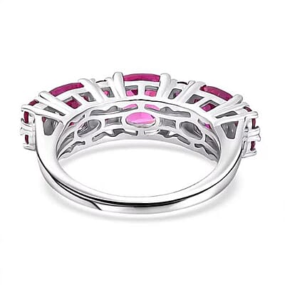 EverTrue Lab Created Pink Sapphire 4.60 ctw Art Deco Ring in Platinum Bond (Size 10.0