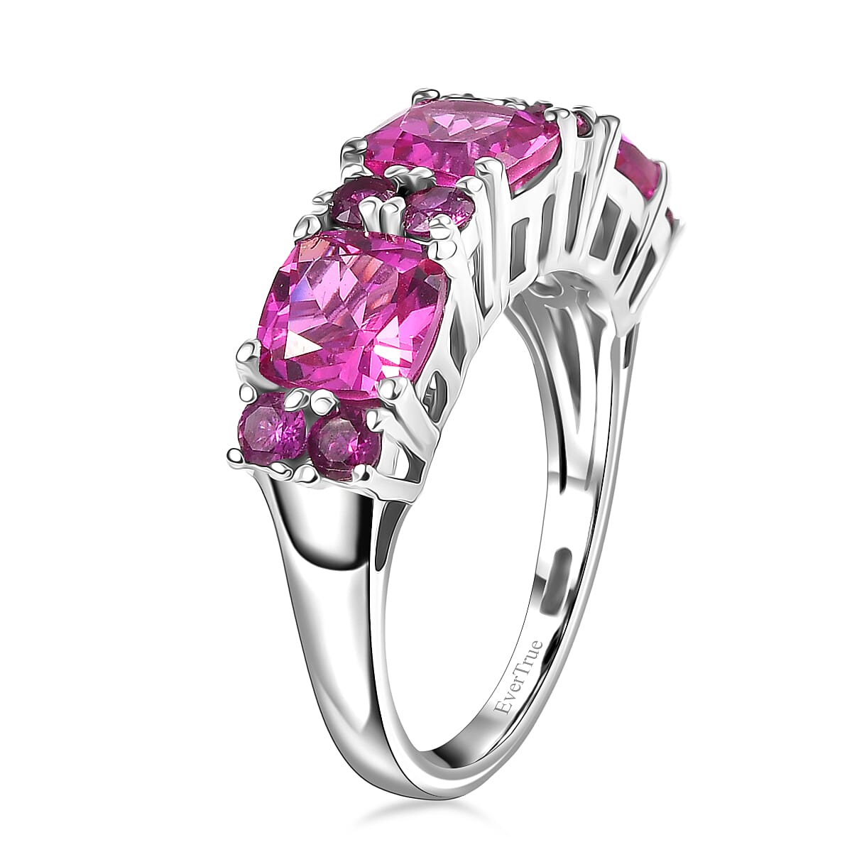 EverTrue Lab Created Pink Sapphire Ring in Platinum Bond (Size 10.0) 4.60 ctw image number 3