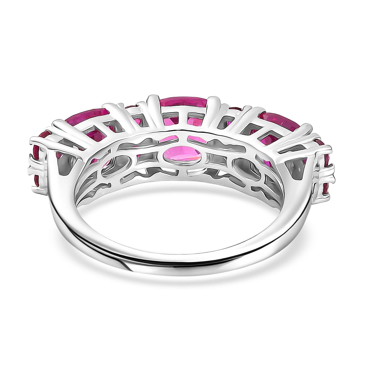 EverTrue Lab Created Pink Sapphire Ring in Platinum Bond (Size 10.0) 4.60 ctw image number 4