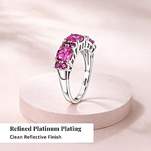 EverTrue Lab Created Pink Sapphire 4.80 ctw Art Deco Ring in Platinum Bond (Size 8.0)