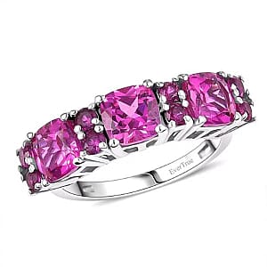 EverTrue Lab Created Pink Sapphire 4.60 ctw Art Deco Ring in Platinum Bond (Size 9.0)