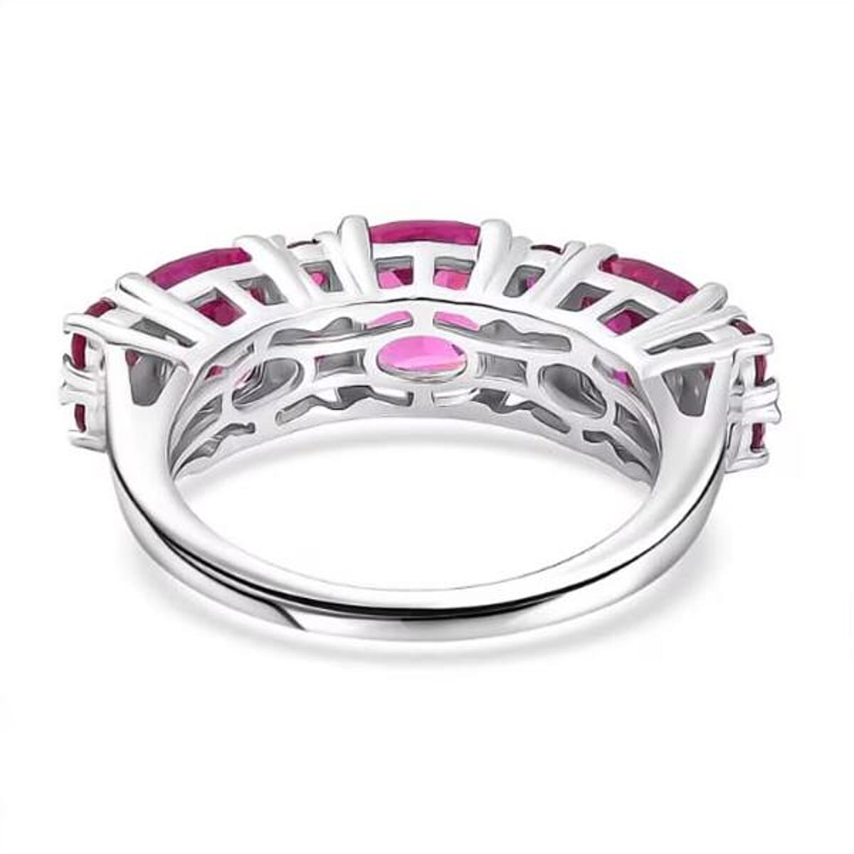 EverTrue Lab Created Pink Sapphire 4.60 ctw Art Deco Ring in Platinum Bond (Size 9.0) image number 6