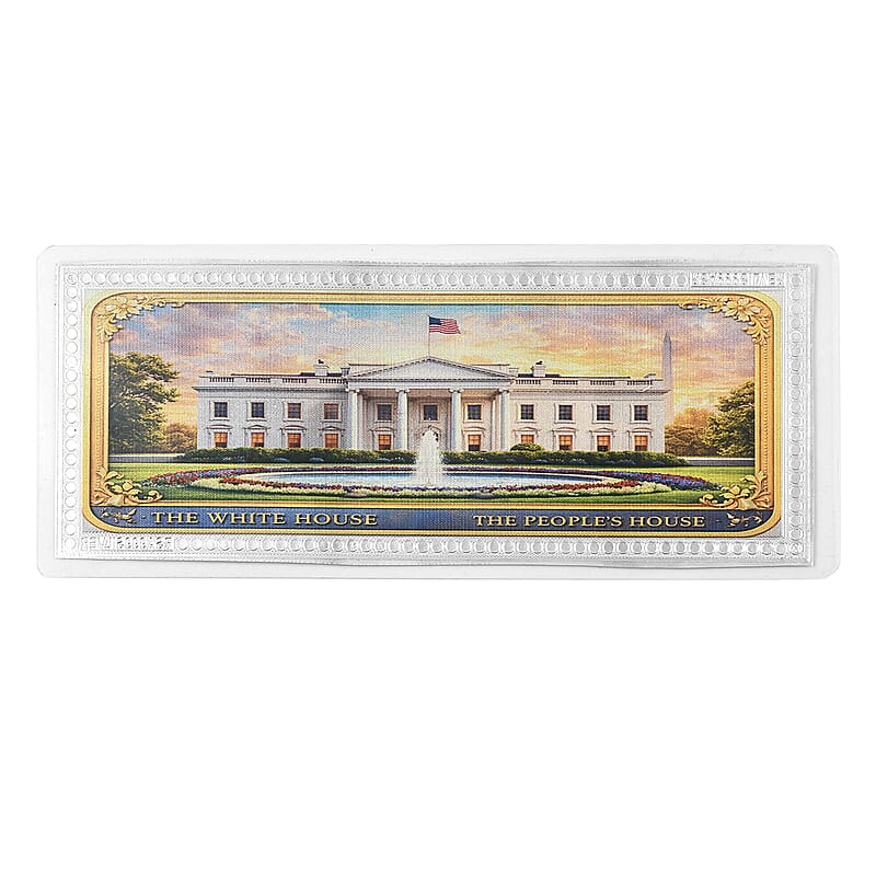999.9 Fine Silver Heart of the Nation - The White House Printed Embossed Sheet (2 g)