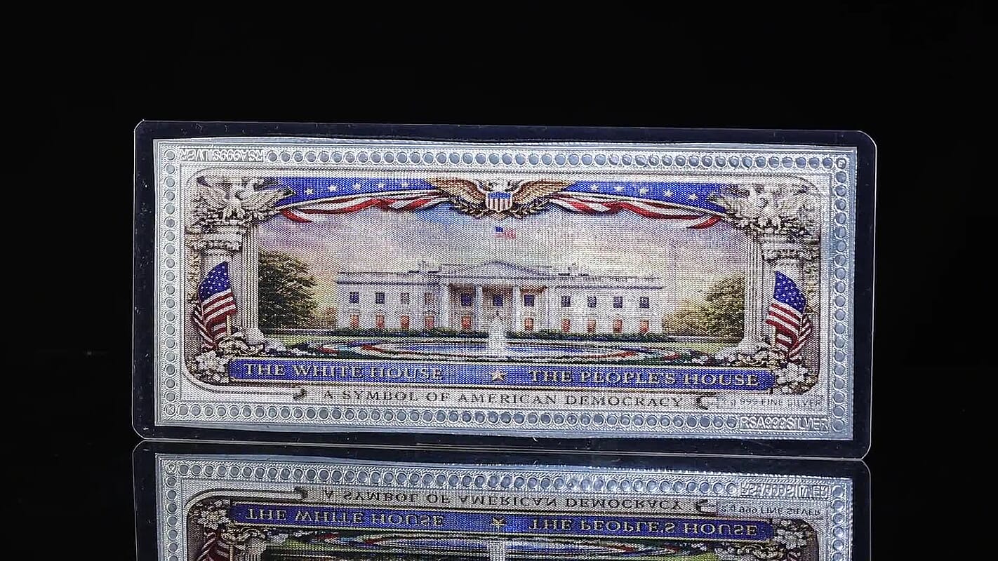 999.9 Fine Silver Heart of the Nation - The White House Printed Embossed Sheet (2 g)