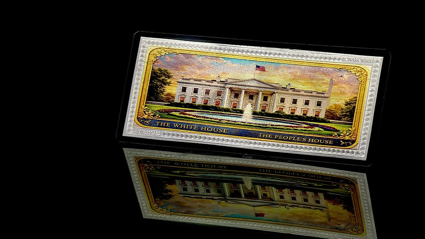 999.9 Fine Silver Heart of the Nation - The White House Printed Embossed Sheet (2 g)