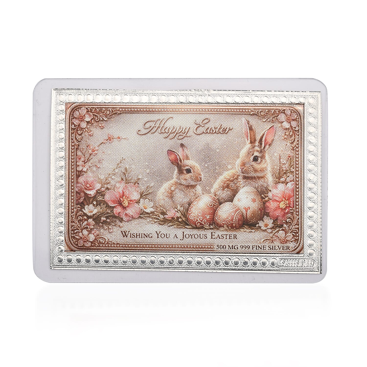 999 Fine Silver Wishing You A Joyous Easter Embossed Sheet 500 mg