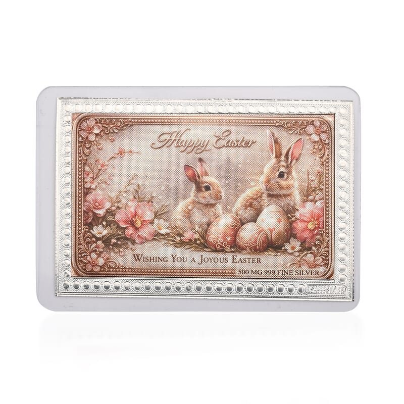 999 Fine Silver Wishing You A Joyous Easter Embossed Sheet 500 mg