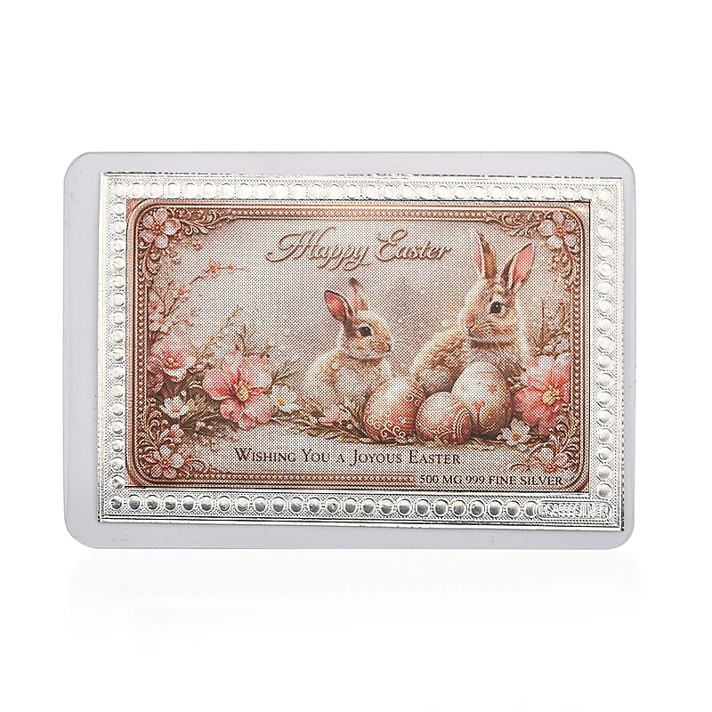 999 Fine Silver Wishing You A Joyous Easter Embossed Sheet 500 mg