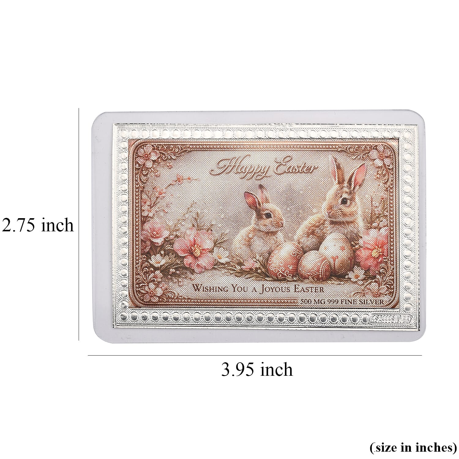999 Fine Silver Wishing You A Joyous Easter Embossed Sheet 500 mg