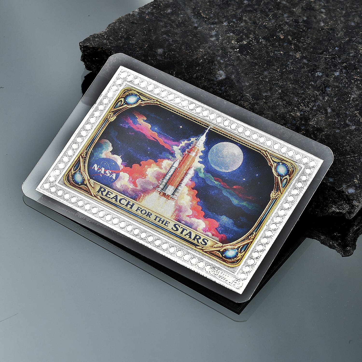 999.9 Fine Silver Journey Beyond the Stars - NASA Silver Tribute Embossed Sheet 500 mg