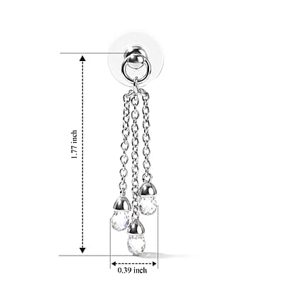 EverTrue Simulated Diamond Beaded Earringss in Platinum Bond