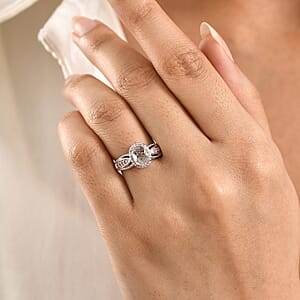 EverTrue Simulated White and Pink Diamond Ring in Platinum Bond (Size 10.0)