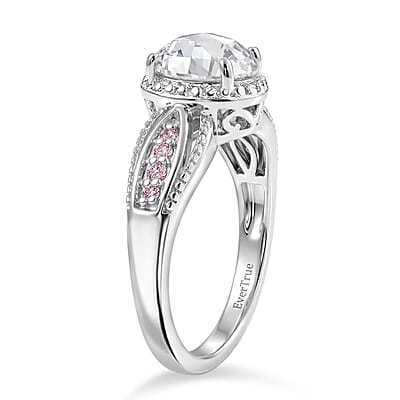 EverTrue Simulated White and Pink Diamond Ring in Platinum Bond (Size 9.0)