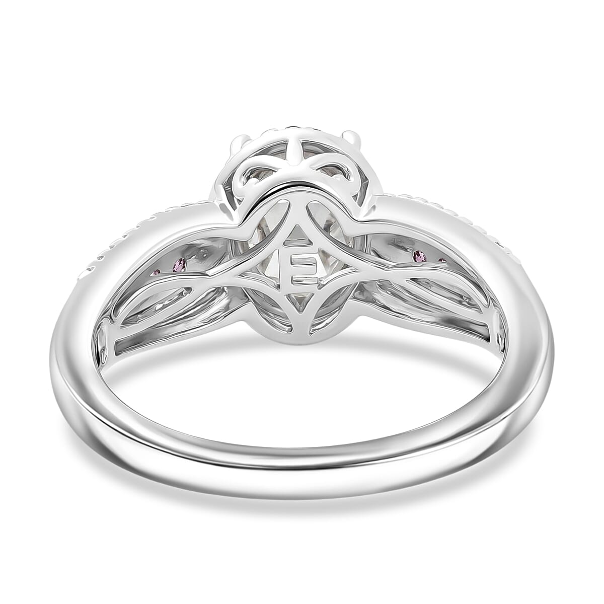 EverTrue Simulated White and Pink Diamond Ring in Platinum Bond (Size 9.0)