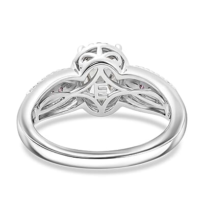 EverTrue Simulated White and Pink Diamond Ring in Platinum Bond (Size 9.0)