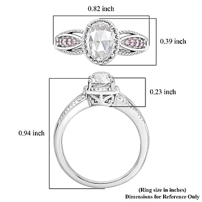 EverTrue Simulated White and Pink Diamond Ring in Platinum Bond (Size 9.0)