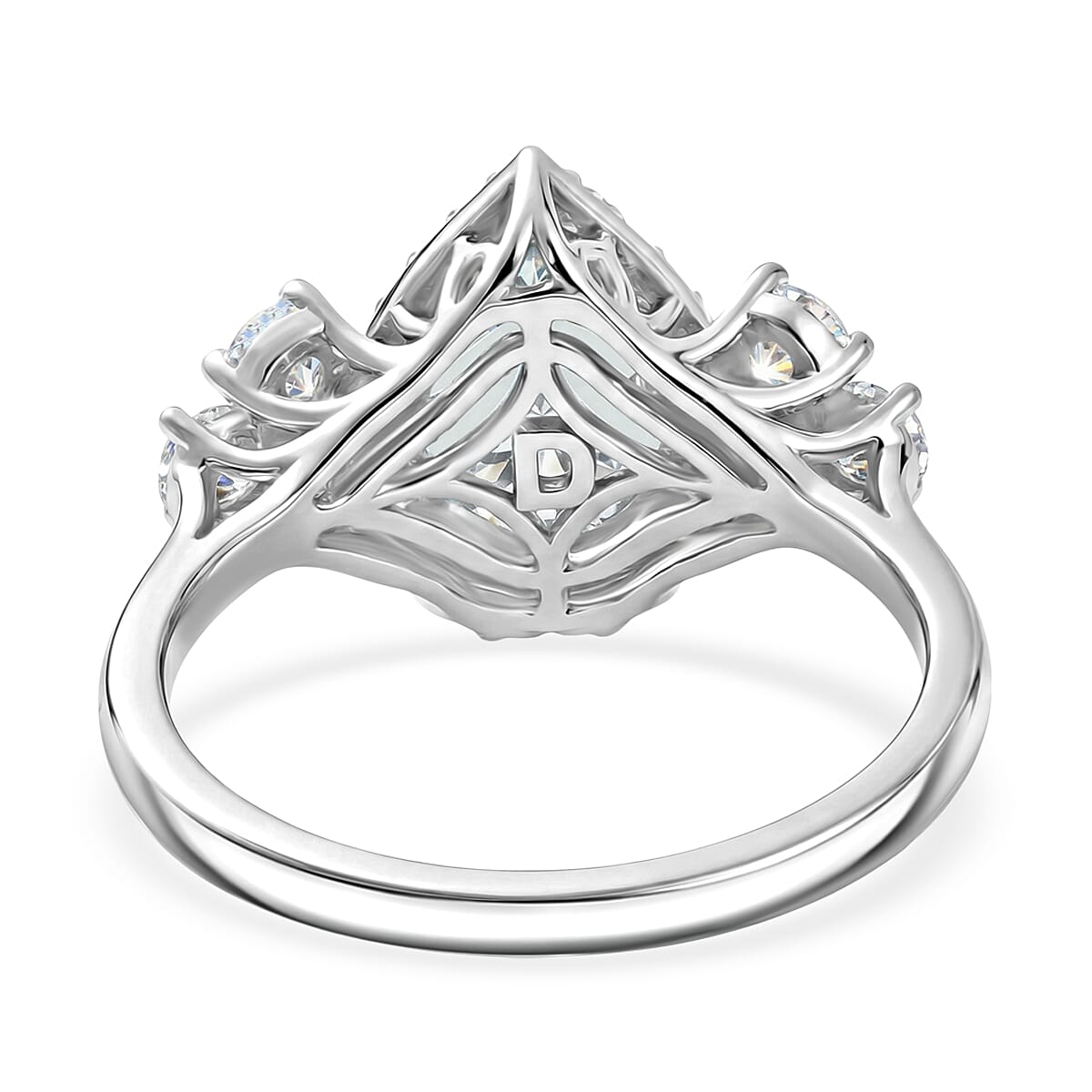 Certified & Appraised D'Joy Premium Mangoro Aquamarine, Moissanite Ring in Rhodium Over Sterling Silver (Size 10.0) (Del. in 10-15 Days) 2.80 ctw image number 4