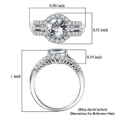 Certified and Appraised D'Joy Premium Mangoro Aquamarine and Moissanite 2.30 ctw Ring in Rhodium Over Sterling Silver (Size 10.0)