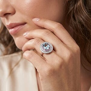 D'Joy Premium Mangoro Aquamarine and Multi Gemstone 3.40 ctw Ring in Rhodium Over Sterling Silver (Size 10.0) (Del. in 10-15 Days)