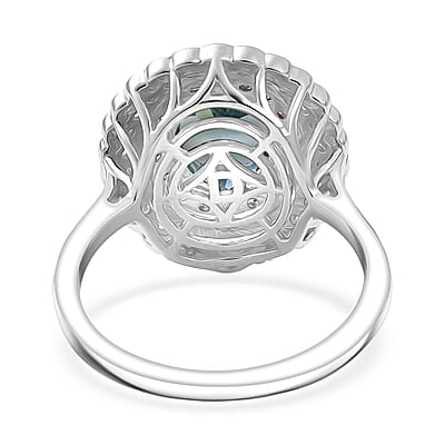 Certified and Appraised D'Joy Premium Mangoro Aquamarine and Multi Gemstone 3.40 ctw Ring in Rhodium Over Sterling Silver (Size 10.0)