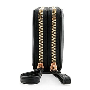 Closeout Black Crocodile Embossed Faux Leather Wristlet Wallet