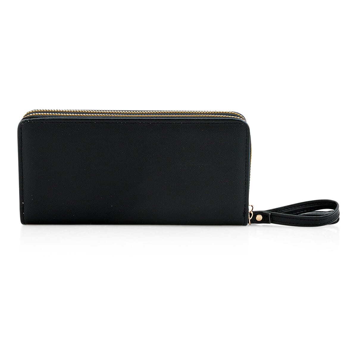 Closeout Black Crocodile Embossed Faux Leather Wristlet Wallet image number 2